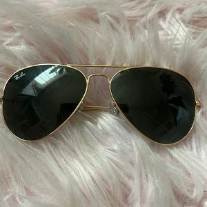 Ray-Ban black and gold aviator sunglasses